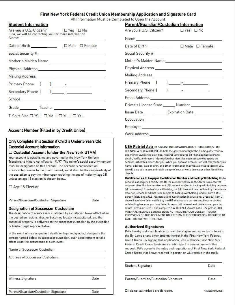 Banking sign-up form